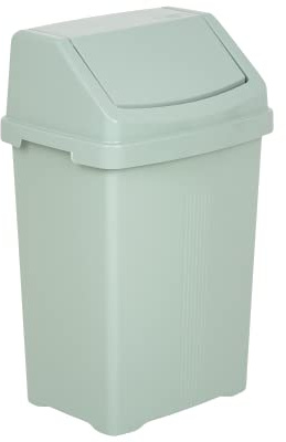 M1SS 50L Litre Plastic Swing Bin Waste Recycle Dustbins, Silver Sage | Kitchen, Bathroom Rubbish Trash Refused Bins