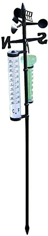RNCOZE 3 in 1 Smart Wetterstation, Outdoor Wetterstation Messer, Thermometer Regenmesser Windrichtung Meter Windfahne für Garten Rasen Feld