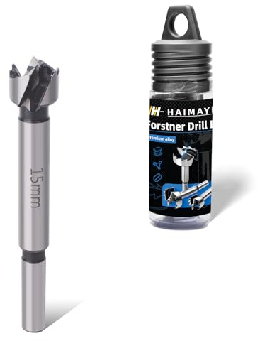 HAIMAYEE Punte Forstner 15mm Piatta Ad Alette,Punta Multidente Per Legno In Lega Premium Con Gambo Tondo Per Forare Legno,Plastica,Compensato