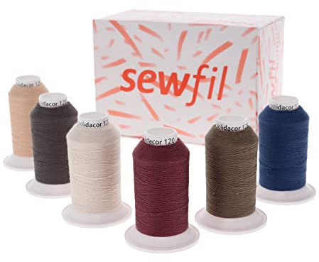 SEWFIL Home - Poldacor 120 - 6-pack av polyestersytråd - 6-spole förpackning med 1 000 meter Mix 69 - Essentials