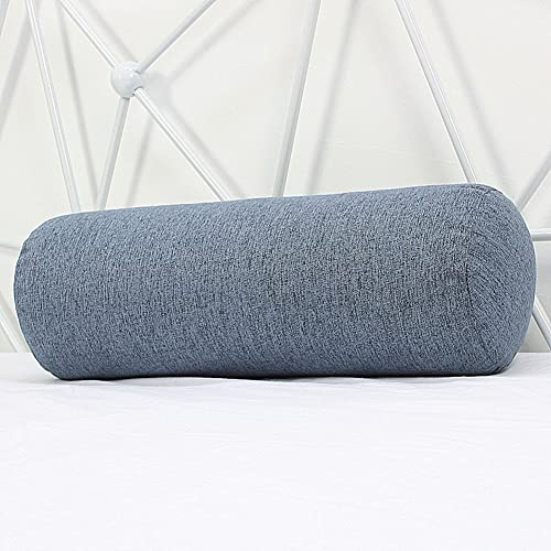 BVAMOS Traversin Long Oreiller en Lin Rond Oreiller Lombaire pour Canapé Lit Voiture Bureau, Coussin de Soutien d'Accoudoir Doux, Oreiller de Soutien du Cou, Soulagement des Douleurs Dos/Genou/Jambe