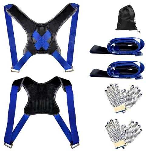 Tragegurte Umzug Kit Tragegurt für 2 Personen mit Schwamm-Weste, Multifunktionaler Hebegurt für Möbel & Geräte, Möbeltragegurte Möbeltransport, BLAU