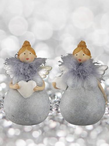 Pommerntraum ®| 2-er Set Dekofiguren Sammlerfiguren Engel Weihnachtsengel Engelsfiguren mollige Schutzengel Mollyengel NanaEngel mollige Frauen (2-ER Set Engel)