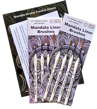 Mandala Liner Brushes for dot Mandala Art - 4 pc Liner Paint Brush Set - Happy Dotting Company - Perfect for swipes and swooshes - Another Dotting Tool