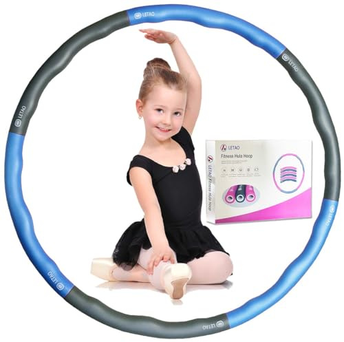 LETAO Hula Hoop Reifen Kinder von 4+ Jahren | Blue Gray Hula Hoop Reifen Kinder, Zerlegbar, inklusive Elektronischer Anleitung
