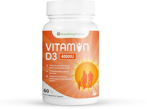 Vitamin D3 4000 IU High Strength | Immune Support, Strong Bones, Teeth & Muscles | Vegetarian Vitamin D Supplements | UK Made VIT D3 Capsules