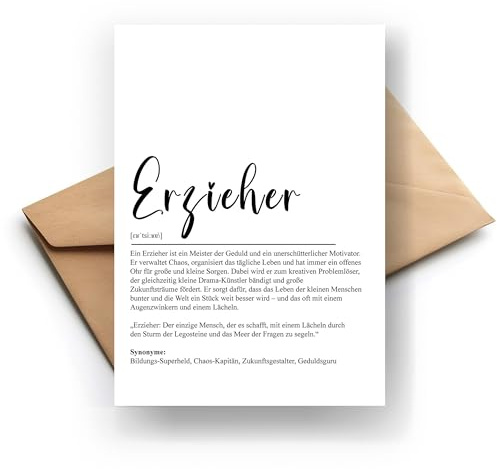 Lustige Erzieher Definitions-Klappkarte – Perfektes Geschenk für Pädagogen, Anerkennung & Humor