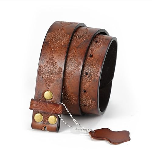 LVUNZJCA Gürtel für Herren Punk-Stil, ohne Schnalle, Herrengürtel, Cowboy-Gürtel, Ledergürtel für Jeans, lässig(Camel)