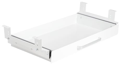 OSteed Organiseur de tiroir de bureau 53,3 cm avec supports réglables, tiroir coulissant coulissant sous la table avec 4 plateaux de séparation, fixation de tiroir de bureau debout pour établi