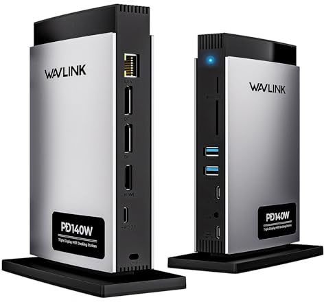 WAVLINK Laptop Docking Station Triple Display (Single 8K@30Hz/4K@144Hz), USB C Dock 125W PD3.1 Pass-Through, 2*DP, HDMI, Ethernet, SD/TF, for Windows, Macbook M1/M2/M3/M4