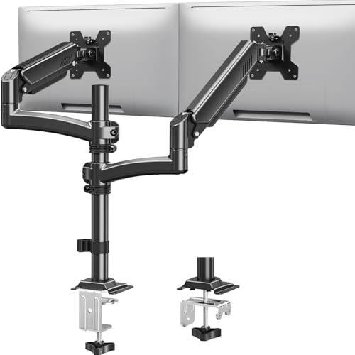 MOUNTUP Monitor Halterung 2 Monitore 13 bis 32 Zoll Hält 2-10 kg | Höhenverstellbar Dual Monitore Monitor Halterung mit Kabelführung, flexibel neigen schwenken drehen, VESA 75/100mm