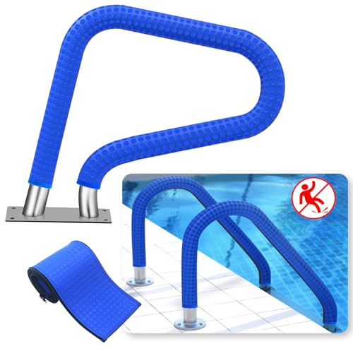 Pool Railing Covers 8ft, 240cm Non Slip Pool Handrail Covers with Zippers, Inground Swimming Pools Hand rail Above Gound Anti-Slip Cool Touch Heat Resistant Pool Ladder Handles Cover