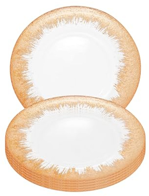 Event Decor Shop Charger Plate Clear Glass with Copper Trim - 6pcs | Perfect for Weddings, Parties, and Home Dining, Decorative and Affordable Clear Charger Plates for Event Table Decor
