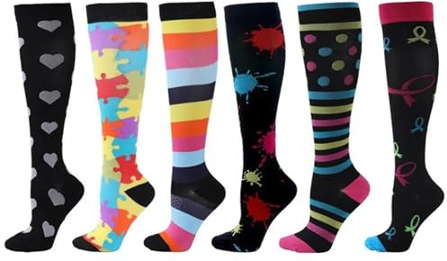 YXADGML Kompressionsstrümpfe Kompressionsstrümpfe for Leggings, Laufsport, Fußball, Unisex, Erwachsene, Socken, Edition Network, Rot, Druck, Krankenschwester, Herrensocken(ANS006-8,S-M)