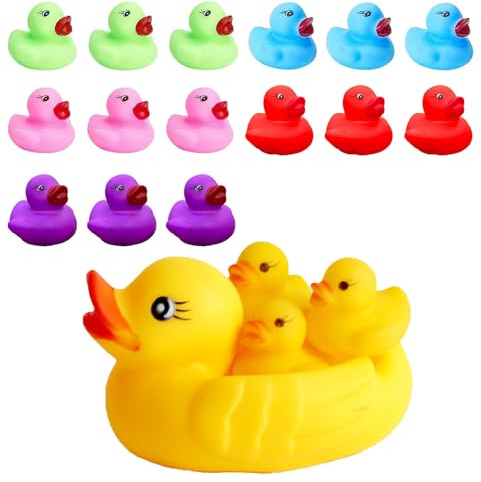 19 Pcs Bath Toys Set With 5 Vibrant Colors, Mini Rubber Ducks, Mini Rubber Ducks For Kids Bathtime, Party Decorations, Pool Fun, Collectible Duck Toys
