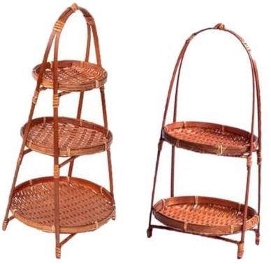 PawwJoy Set of Baskets for Storing Fruits in The Kitchen Hand Woven Bamboo Fruit Basket 14.96inchx8.66inch and 8.27inchx8.66inch