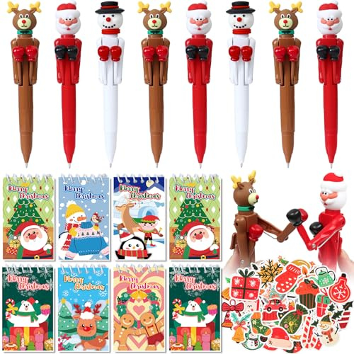 PtyPop Weihnachten Party Mitgebsel Kindergeburtstag mit Schneemann-Rentier-Boxspielzeug-Stift Notizbuch Aufkleber Weihnachten Give Aways Gastgeschenk Kindergeburtstag Pinata Füllung für Kinder Jungen