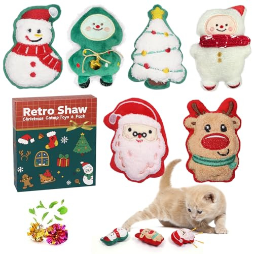 Zkaoai katzenspielzeug Weihnachten, 6 Stück Katzenminze Spielzeug mit katzenminze Catnip, Katze Weihnachten Katzenminze Kissen Katzen Spielzeug Interaktives Katzenspielzeug Cat Toys für Katzen Kitten