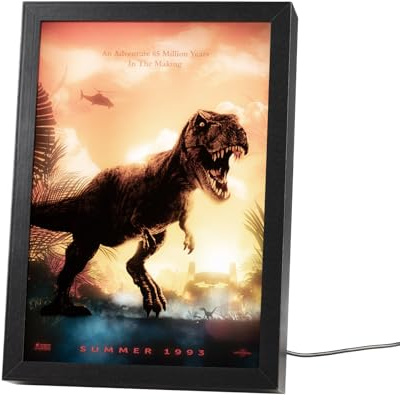 Grupo Erik Jurassic Park Lampe LED Licht Deko Rahmen mit Bild und Licht | Stimmungslicht Schreibtisch - Nachttischlampe Kinder und Erwachsene Zubehör - Offizieller Jurassic World Merch