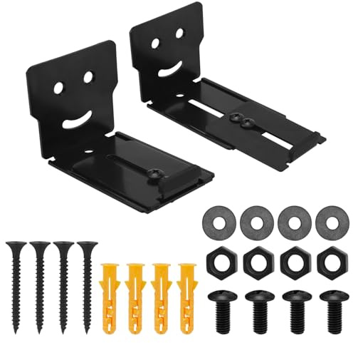 Penitue 2pcs Soundbar Wall Mount Bracket for Samsung, LG, Floating Speaker Shelf Hold up to 110lbs, Depth Adjustable 3.15-4.7in Soundbar Mount Hardware Kit (Black)