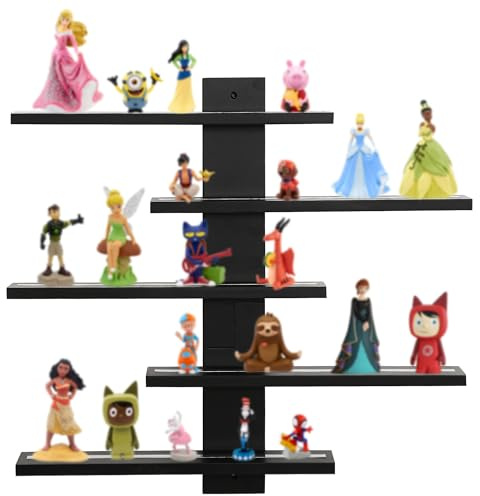 FURAOMEILI Magnetic Floating Shelf for Wall,for Tonie Shelf,Small Wood Display Shelves Rack for Collectibles-Figures,Shot Glasses,Mini Decor,for Toy(Black)