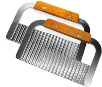 TOYANDONA Coupe-frisoir Manche en Bois Ondulé en Acier Inoxydable Outil Cuisine Résistant à Rouille et Présentation Alimentaire Élégante pour Tranches Ondulées de Légumes