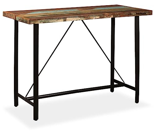 Mokuyary barbord gammalt trä massivt 150 x 70 x 107 cm ståbord, högt bord bistrobord bardisk för hemmabar, vardagsrum och matrum