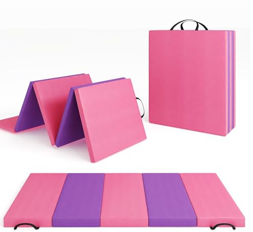 GarveeHome Tapis de gymnastique pliable et tapis d'entraînement et tapis de gymnastique épais avec poignées de transport, 188 x 31 x 61 cm Tapis de sol portable pour la maison, pour pilates, aérobic
