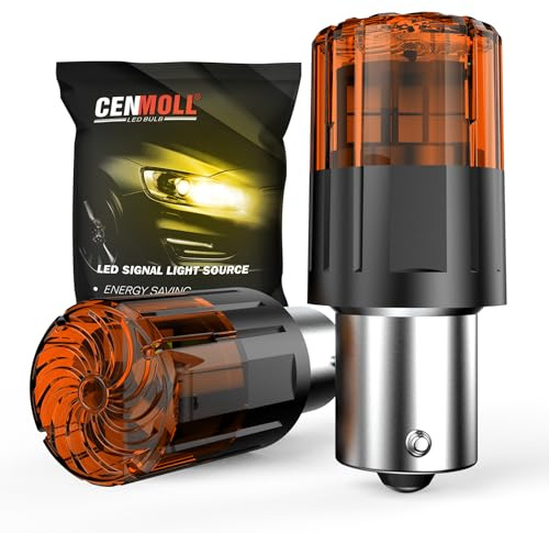 Cenmoll Lampadina a LED P21W, giallo ambra, 3200 lm, super luminosa, 12 V-24 V, resistenza di carico integrata, 1156 BA15S 382 P21W, lampadine di ricambio per luci di retromarcia, indicatori di