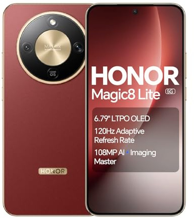 HONOR Magic8 Lite 5G Smartphone, 8+256GB, Snapdragon 6 Gen 4, 7500mAh Battery, 108MP OIS AI Camera, 6.79 OLED 120Hz Screen, 2.5m Drop Resistant, IP68+IP69K Waterproof, NFC