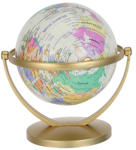 WEKAMOS Globo Terrestre Educativo Rotante in Abs e Pvc Bianco per Bambini con Apprendimento Interattivo come Decorazione da Scrivania in Soggiorno