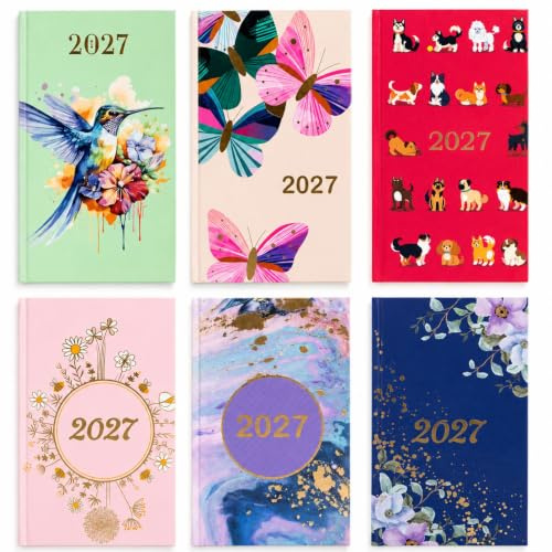 2027 Diary Week to View Slim - Bees Hardback Planner Runs January to December 2027 - Pocket Size, 16cm x 9cm with Ribbon Bookmark (Bee)
