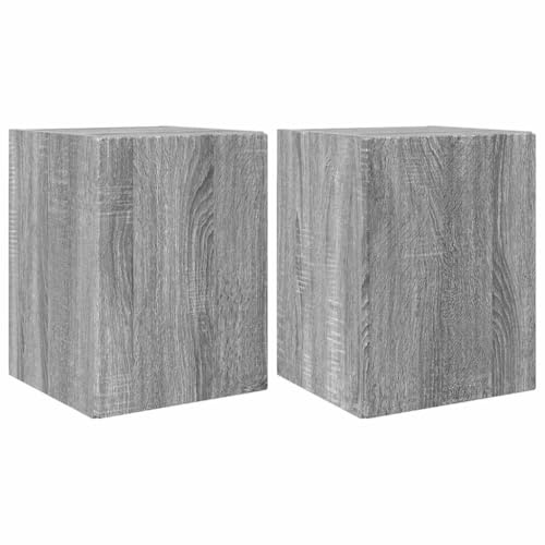 XHNIFBN Set di 2 mobili da parete per TV, in legno, mensola sospesa minimalista per media, grigio Sonoma, ciascuno da 30 x 31 x 40 cm