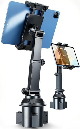 OHLPRO Getränkehalter Tablet Halterung für Auto, iPad Halterung Kompatibel mit 5-17 iPads, Samsung Tablets, Auto Becherhalter mit Verstellbarem & Flexibler Schwenkarm, Autozubehör für Roadtrips