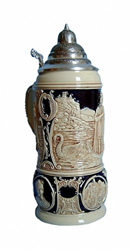KING Jarra de cerveza alemana Lohengrin, jarra suntuosa, réplica de 1888, jarra 2 litros, Limitaet 2001