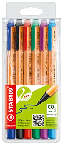 STABILO - Umweltfreundlicher Filzschreiber - GREENpoint - 6er Pack - mit 6 verschiedenen Farben