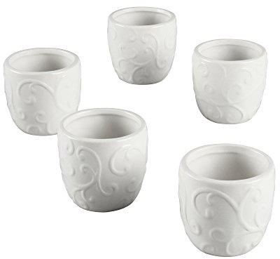Ivy Lane Design Flourished Round Favor Flower Pot, White, Set of 5