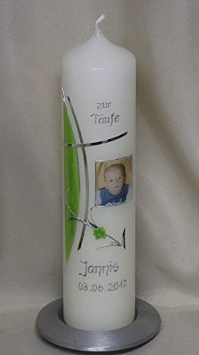 Fotokerze/Taufkerze mit Foto in 25 x 6 cm, inklusive Beschriftung und Foto ! R 47