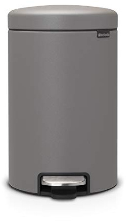 Brabantia Poubelle à pédale newIcon, 12L, Mineral Concrete Grey