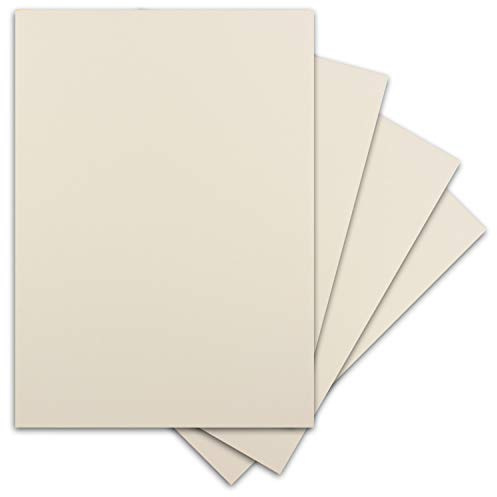 60 Blatt DIN-A4 Tonkarton - 300 g/m² Bastel-Papier - 21 x 29,7 cm - Farbe Creme-Vanille - geprägte Leinen-Struktur - Tonzeichenpapier zum Basteln - Fotokarton