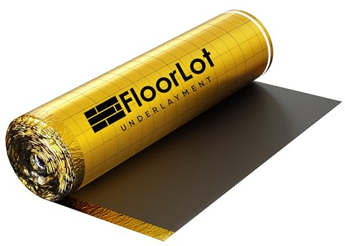 FLOORLOT GoldMax Premium Floor Underlayment - 200 sqft Roll - 3mm Thick - with Moisture Barrier