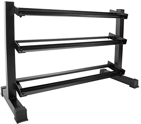 Kompakthantel-Ständer mit 3 Ablagen, 119x50x76 cm