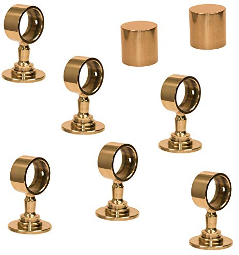 2 Endkappen und 6 Seilträger Messing glänzend für 40mm Handlaufseil