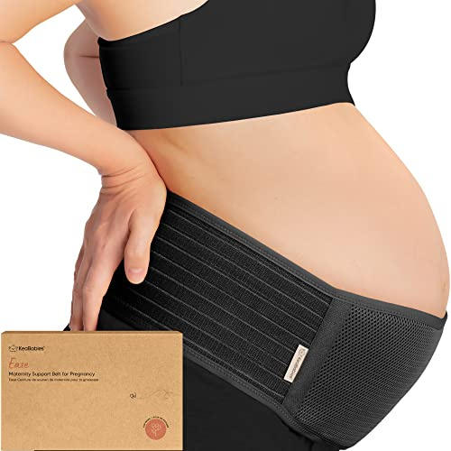 KeaBabies Bande De Ventre De Maternité Pour La Grossesse - Ceinture De Maintien Du Ventre De grossesse Douce & Respirante - Bandes de soutien pelvien (Midnight Black, XL)