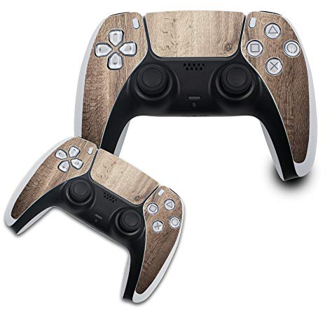 Finest Folia Film de Protection Compatible avec PS5 Autocollant Housse pour Jeux Console contrôleur boîtier Autocollant Vinyle Film Peau Contre Les Rayures R140 (Controller Set, Nr. 10 Bois)