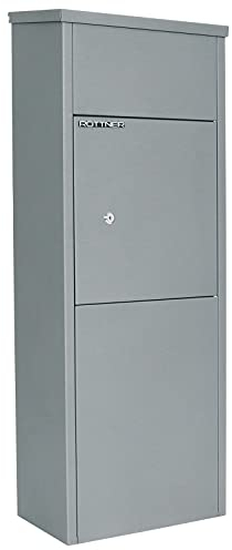 Rottner Parcel Keeper 1000 Stand Paketbriefkasten Stahl, Silber, HxBxT 105x38x23 cm, Zylinderschloss 2 Schlüssel,Postkasten inklusive Montagematerial