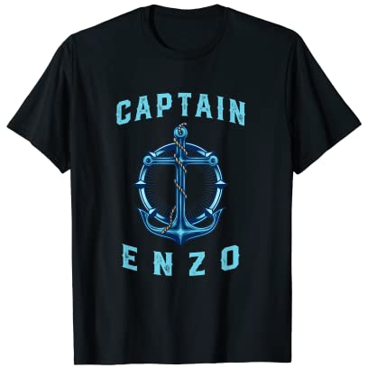 Captain Enzo Personalisierter Name Segeln Nautischer Geburtstag T-Shirt