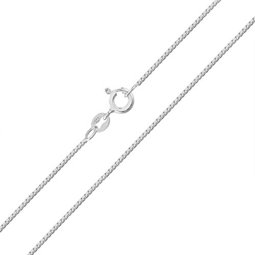 Designer Inspirations Boutique 18 Inch Sterling Silver 0.8 mm Thick Box Link/Square Link Chain Necklace for Women Teenager Girls - Fine/Trace Silver Chain - Weight: 1.4 Grams