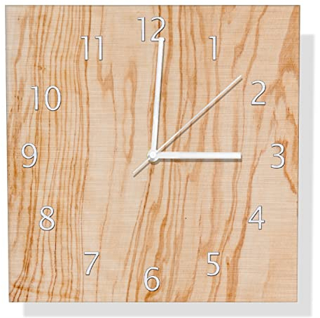 Wallario Design Wanduhr Holzmuster - Oberfläche mit Holzmaserung VI aus Aluverbund, Alu-Uhr Größe 30 x 30 cm, weiße Zeiger mit Metalloptik