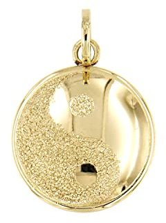 forme di Lucchetta - Klein Yin-Yang-Anhänger aus echtem 14k Gold, Symbol für Harmonie, Goldanhänger Damen Mädchen 585 Echtgold für Kette (bis zu 4 mm) - hergestellt in Italien | 14 Karat Gelbgold, kleine Größe, Yin-Yang-Design, Anhänger-Charm